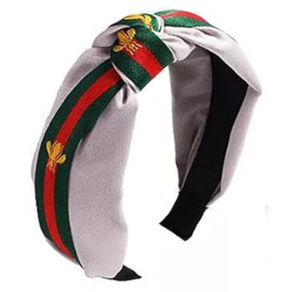 LUXE "WannaBee" SILVER/RED/GREEN Top Knotted Headband 💚❤️💚🐝 (LHXX006)